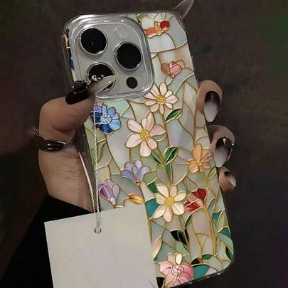 极简花卉元素时尚花卉纹理彩色彩绘高端手机壳，兼容 16 PROMAX/16 PRO/ 15，彩绘款兼容 15 Promax，兼容 Apple P13、P14 女款，P11 软壳 P12 防摔 XS/XR /78P.78GES2，A14/A15 S23U/A50 A12 A32 A52 A72 A51 A21S A13 A14 S22 Ultra S23 A33 A53 S20 FE 手机壳，春季生日礼物