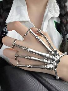 Exaggerated Personalized Skeleton Bone Exterior Skeleton Bracelet, Flexible Movable Joints Adjustable Unisex Bangle