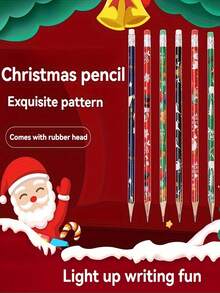 74 支装圣诞卡通铅笔套装（带橡皮），以雪人、圣诞老人、雪花、驯鹿图案为特色，奖品绘图铅笔，创意文具，学生素描，HB 铅笔，用于学习写字返校，创意学生用品，教师办公用品，理想的节日礼物和派对礼物（任何风格） - 彩色 - 查看 9