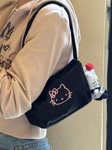 1 حقيبة كتف مطرزة بتصميم كارتوني لطيف متعدد الألوان لهالو كيتي، متعددة الاستخدامات، جميلة، طازجة وناعمة للنساء، سعة كبيرة تحت الذراع، مناسبة للاستخدام اليومي، هدايا العطلات، التصوير أثناء السفر، التنسيق اليومي