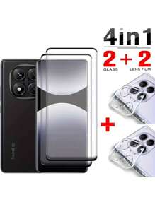 4 szt. [2+2] 2 szt. zakrzywionego szkła ochronnego na ekran + 2 szt. szklanej folii na obiektyw do Redmi Note 14 Pro 4G 5G Szkło do Mi POCO X7 Redmi Note 14 Pro+ 5G Hartowane szkło ochronne na zakrzywiony ekran Redmi Note14 Pro 13 Pro+ 13 Pro Plus 5G Niezbędna ochrona ekranu, stosowana do codziennego użytku, biura, telefonu domowego Ochraniacz ekranu Akcesoria do telefonu Wodoodporny, odporny na wstrząsy, odporny na upadki, odporny na zarysowania