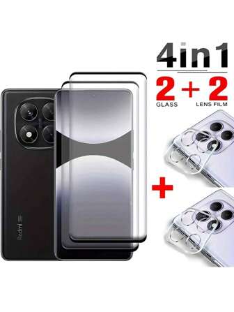 4pcs [2+2] 2pcs Curved Screen Protector +2pcs Glass Lens Film For Redmi Note 14 Pro 4G 5G Glass For Mi POCO X7 Redmi Note 14 Pro+ 5G Tempered Glass Curved Screen Protector Redmi Note14 Pro 13 Pro+ 13 Pro Plus 5G Screen Protection Essentials, Applicable To Daily Shield, Office, Home Phone Screen Protector Phone Accessories Waterproof Shockproof Anti-Fall Scratch Resistant