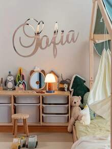 One Personalized Acrylic Nameplate Mirror Wall Decoration With Rose Gold Lettering, Suitable For Weddings, Holiday Decorations; Gifts, Birthdays, Housewarmings, Wedding Decorations, And Country Wedding Decorations. Multifunctional, Durable, Highly Decorative, Reusable, Exquisite, Stylish, High-Quality, Rich In Colors, Modern, Customizable, Personalized, And Unique. Suitable For Tea Rooms, Homes, Gardens, Offices, Anniversaries, Valentine's Day, Mother's Day, Father's Day, Graduation Ceremonies, Weddings, Housewarmings, And Other Occasions. - Hot Pink - View 6