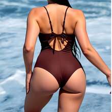 WD VEST Structured Swimsuit With Padded Cups And Central Detail – Sophistication And Style To Shine By The Sea XX343 - Rỉ Nâu - Xem 4