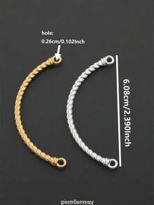 1/2/10Pcs Alloy Twisted Hollow Bead Connectors, Curved Arc Chinese Style Half Bracelet Spacer Beads, Tube Link Beads For Jewelry Making, DIY Bracelet Accessories, Handmade Beading Kit For Necklace And Anklet Crafting - Multicolor - View 2