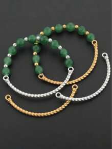 1/2/10Pcs Alloy Twisted Hollow Bead Connectors, Curved Arc Chinese Style Half Bracelet Spacer Beads, Tube Link Beads For Jewelry Making, DIY Bracelet Accessories, Handmade Beading Kit For Necklace And Anklet Crafting - Multicolor - View 9