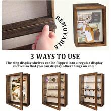 GYJ Shadow Box Frame 11x14 Deep Shadow Box Display Case With Linen Back And Removable Shelves Wooden Memory Box For Wedding Bouquet Photos Medals Keepsakes Brown 102 - 棕色 - 查看 4