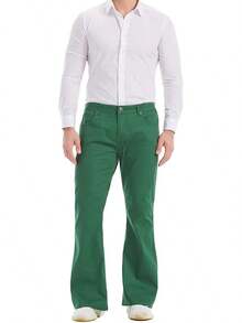 Men's Relaxed Stretch Vintage 60s 70s Bell Bottom Fit Comfort Flared Retro Leg Denim Jeanshalloween - 綠色 - 查看 1