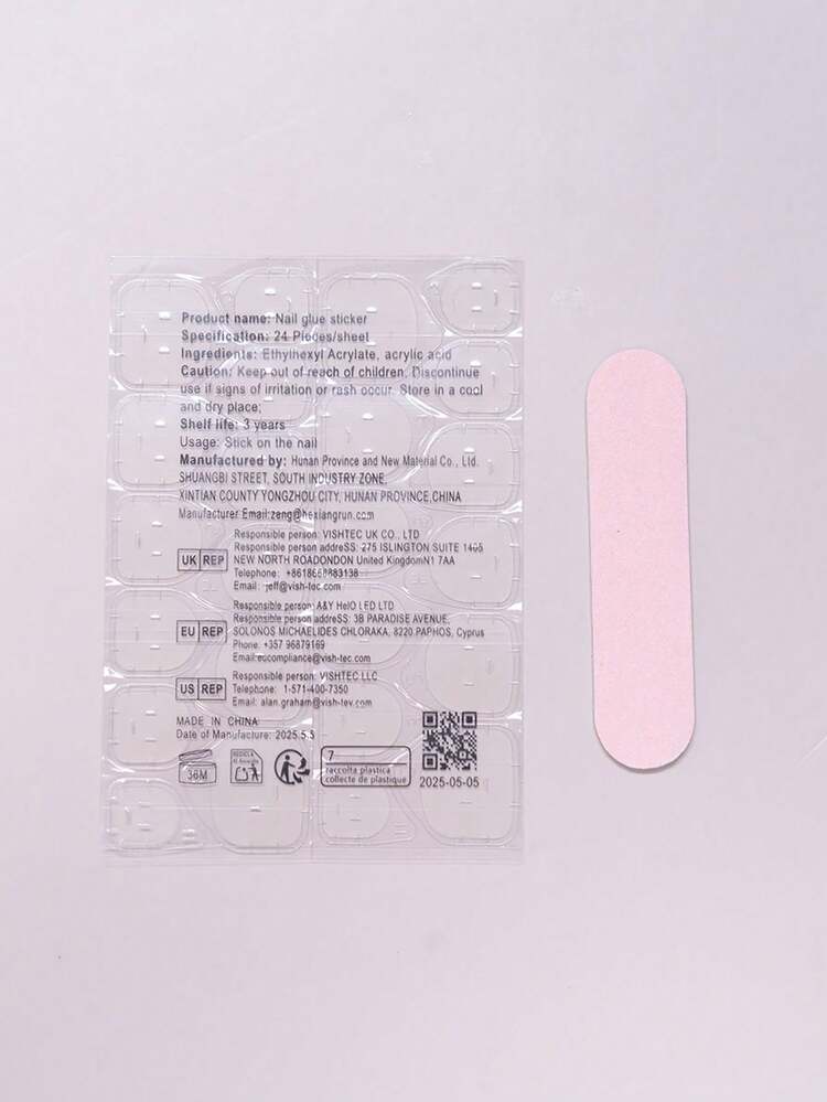 24 chiếc Bộ nghệ thuật vẽ móng tay kiểu Pháp hình trái tim dài vừa phải dành cho phụ nữ và các cô gái để mặc trong các bữa tiệc, khiêu vũ và trang phục hàng ngày, bao gồm gel thạch móng tay và giũa móng tay trên dụng cụ làm móng - Bụi tím - Xem 3