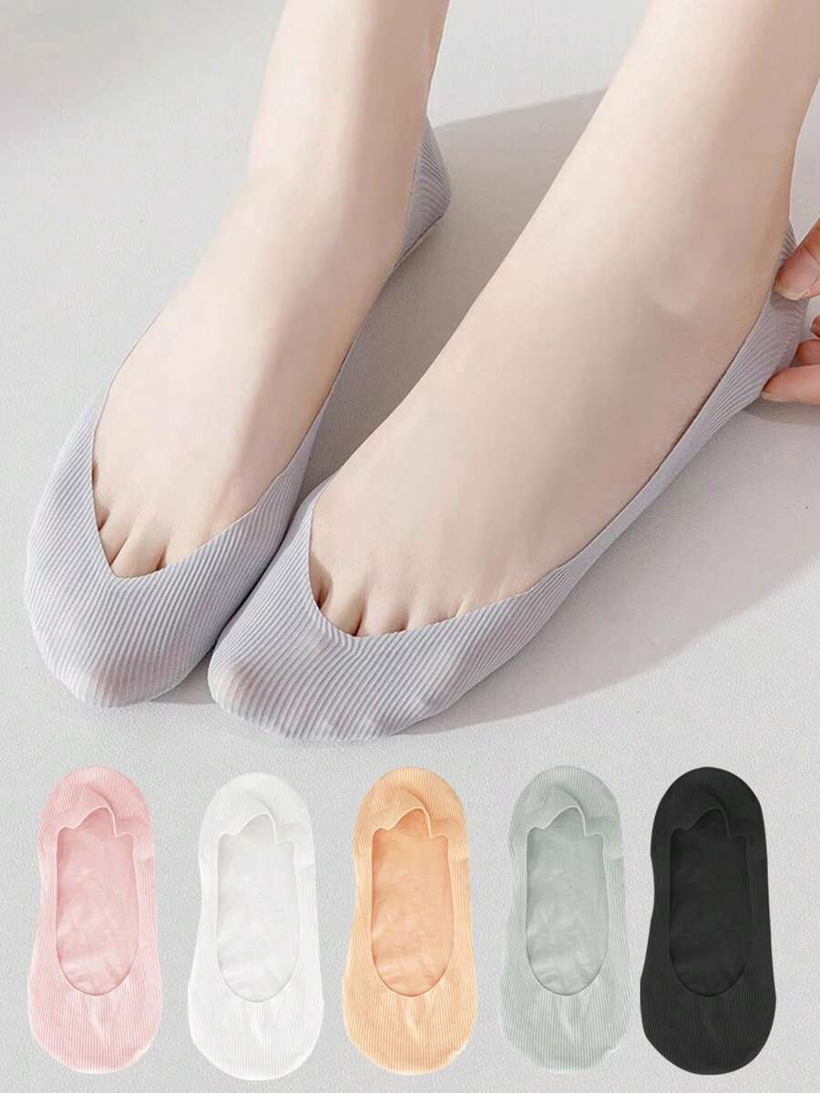 5双装女士夏季透气丝滑隐形无痕袜，可定制，防滑