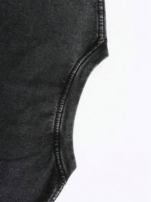 Camiseta de algodón lavado con estampado de ángel guerrero - Estilo gótico audaz para hombres, perfecto para ropa urbana y atuendos casuales, camiseta gráfica para uso diario - Negro - Ver 4