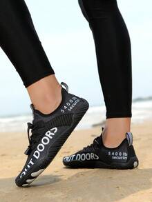 Unisex atmungsaktive Wasserschuhe - schnelltrocknend, rutschfeste Fünf-Finger-Wassersportschuhe, geeignet für Strand, Schwimmen, Surfen und Wandern - strapazierfähige Gummisohle, Schnürung, ganzjährig, Strandschuhe - Schwarz - Übersicht 2
