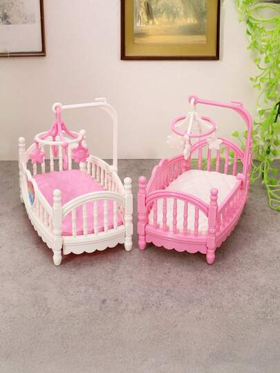 1 件套娃娃屋微型婴儿床和摇篮 - 适合儿童角色扮演的微型卧室家具，适合男孩和女孩的微型装饰配件