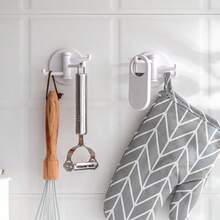 2pcs 3-Arm Rotatable Plastic Wall Hooks, No Drilling Adhesive Installation, Multi-Function Towel Rack, Suitable For Bathroom, Kitchen, Home Use - No Power Required