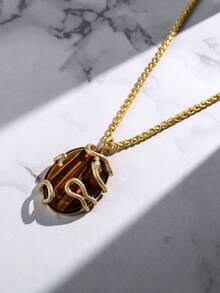 ZAA 动物镶嵌宝石吊坠项链，复古波西米亚简约树脂吊坠项链，美拉德风格蛇形缠绕吊坠项链 - 彩色 - 查看 5