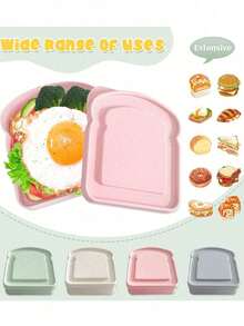 1pc Portable Bamboo Fiber Lunch Box For Toast, Bread And Sandwich School Supplies,Back To School