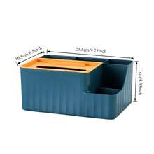 Organizador de Escritorio de Secciones - Caja de Pañuelos Multifuncional con Soporte para Control Remoto, Almacenamiento de Plástico para Sala de Estar, Cocina y Oficina - Azul - Ver 5
