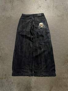 Men's Baggy Hip-Hop Jeans - Oversized Loose Fit Denim Pants With Streetwear Style - Perfect For Urban Fashion & Casual Outfits - N41 Đen - Xem 1