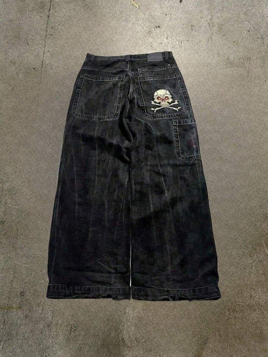 Men's Baggy Hip-Hop Jeans - Oversized Loose Fit Denim Pants With Streetwear Style - Perfect For Urban Fashion & Casual Outfits - N41 Đen - Xem 1