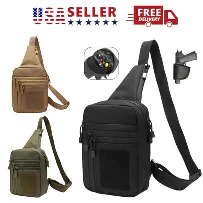 Bolsa táctica para armas con funda de pistola. Bandolera de transporte oculto con correa de hombro ajustable, compartimentos seguros con cremallera y porta pistola. Bolsa táctica resistente para caza y tiro deportivo. Unisex (negra). Compatible con compradores de EE. UU.