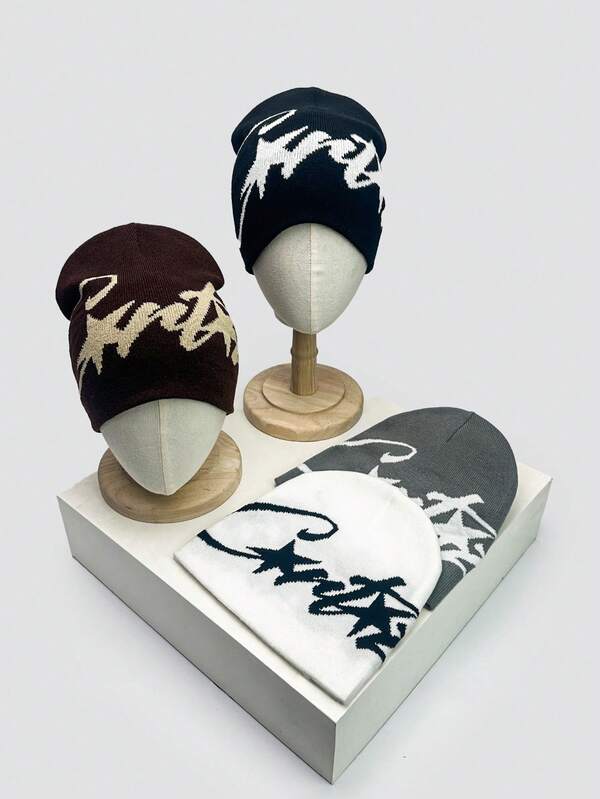 Cappello balaclava lavorato a mano in stile punk rock da motociclista, berretto unisex da hip hop per tutte le stagioni, cappello a teschio fluorescente lavorato a maglia per autunno e inverno, cappello caldo con protezione per le orecchie da uomo e donna per lo stile hip hop di strada