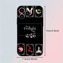 Serie Crepúsculo Elige esta funda de  de material TPU negro con patrones de dibujos animados, a prueba de golpes y duradera, adecuada para  11/12/13/14/15/16 Pro Max - Mezcla de colores - Ver 2