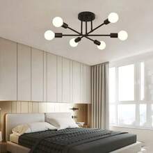 Lampu Plafon Bercabang Multi-Kepala Gaya Nordik untuk Ruang Tamu, Kamar Tidur, Ruang Makan, Penerangan Rumah, Gaya Amerika, Tidak Termasuk Bohlam Lampu - Hitam - View 6