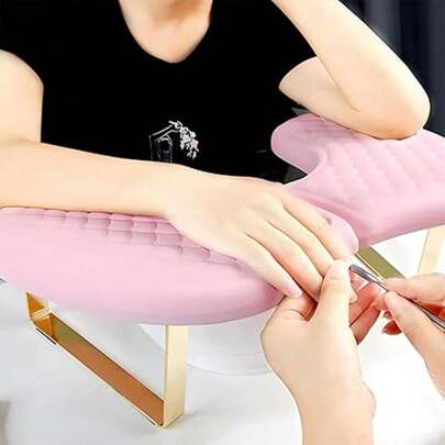 UH9美甲扶手，U型美甲手部支撑垫，可折叠PU皮革美甲师扶手，手脚支撑。优质材料：这款美甲扶手垫采用优质PU皮革制成，填充高密度海绵，并具有防滑鱼鳞纹设计。