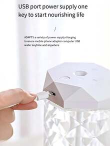 1pc 400ml Crystal Aroma Diffuser, USB Powered Home & Bathroom Air Purifier, Air Freshener, Can Add Essential Oils For Fragrance Mist