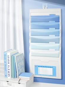 1pc Hanging File Folder, Foldable File Bag, Expandable Ombre File Pouch, Standalone Use, Suitable For School And Office