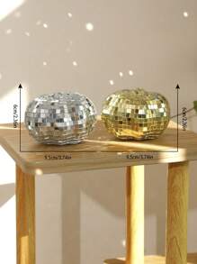 1 pieza Decoración creativa con diseño de calabaza con láser dorado y plateado con reflejo de espejo, adecuado para fiestas festivas, salas de baile, decoraciones de bar, decoraciones de calabaza con láser disco, decoración retro para el hogar, adornos de mesa, decoración con tema disco, suministros para fiestas de cumpleaños y bodas, decoración de Acción de Gracias y Festival de la Cosecha (Regalos de cumpleaños)