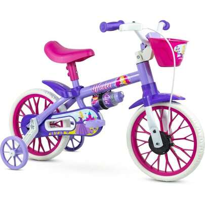 BICICLETA INFANTIL ARO 12 VIOLET FEMININA COM FREIO E SELIM AJUSTÁVEL