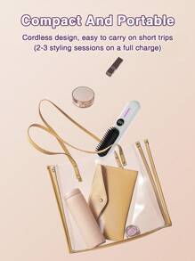 GENAI 直发梳，便携式负离子直发刷，长效电池热梳直发器，轻巧迷你便携，防烫设置 - 彩色 - 查看 8