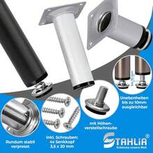 Stahlia Möbelfüße verstellbar (4er Set) Edelstahl Gebürstet 60cm Höhe belastbar bis 50kg Sofafüße Schrankfüße Möbelbeine höhenverstellbare Füße Metallbeine