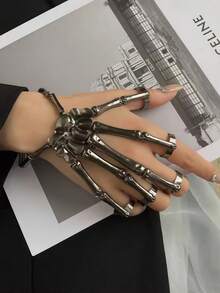 Exaggerated Personalized Skeleton Bone Exterior Skeleton Bracelet, Flexible Movable Joints Adjustable Unisex Bangle