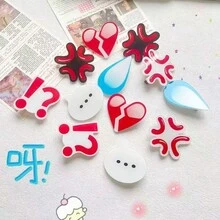 10 件可爱表情亚克力汗水、愤怒和燃烧的情绪表达发夹侧刘海发饰发夹爪夹发夹发夹发夹，头发夹，学校用品 - 彩色 - 查看 6