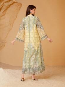 Đầm Jalabiya dài tay thêu họa tiết dành cho nữ, kiểu dáng thanh lịch cho lễ Eid. - NC31 - Xem 7