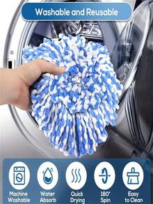 1/2/3/6 件超细纤维拖把替换头，兼容 O-Cedar 系统，拖把替换头，可水洗拖把替换布，除尘拖把头，干湿两用，易于清洁，清洁用品，返校用品 - 多色 - 查看 9