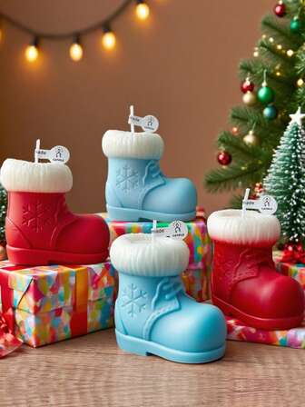 1 件圣诞蜡烛、雪地靴、雪人礼品袋、圣诞树铃铛模具、香薰蜡烛、圣诞礼物摄影道具、易于脱模的柔软硅胶材料、精细的 3D 设计、DIY 定制颜色和香味、制作节日手工蜡烛