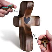 Cruz de madera,Cruz de mano para orar,Cruz de sanación Cruz de consuelo,Alivio para la ansiedad;Regalo de Pascua para iglesia ,Pieza de madera para el pulgar ,Regalo para familiares y amigos. - Camel - Ver 2