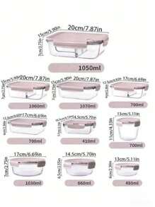 1pc Microwave Friendly Glass Food Container, Thermal Lunch Box. Note: Lid Cannot Be Heated. - Multicolor - View 12