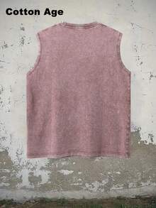 Vintage Men's Tank Top - AllSaints Print Design - Casual Fall/Winter Layering Tee - Perfect Gift For Halloween/Christmas - Cotton Age Brand - 摩卡棕 - 查看 3