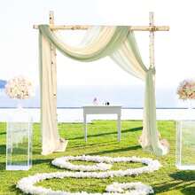 1 Set White Tulle & 1 Set Deep Champagne Tulle, Wedding Arch Drape Backdrop Decor, Suitable For Engagement, Ceremony, Reception, Celebration, Bridal Shower, Outdoor Hanging Decoration - Multicolor - View 15