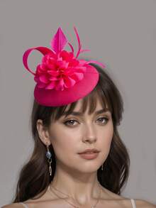 1pc Women's Flower Fascinator Hat Sinamay Tea Party Fascinator Derby Hat Wedding Fascinators Hats Pillbox Hat Feathers Headband With Hair Clip For Women Mini Hats Tiny Hats Mini Top Hat Mini Cap, School Stuff, Autumn, Rave, Halloween Accessories, Bride To Be
