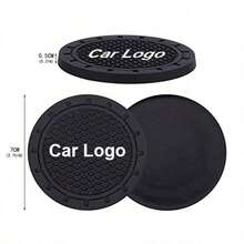 Easypie Selection 2 件汽车杯架杯垫 - 定制徽标硅胶插件，适用于奥迪/T Oyota/VW/Benz/BMW，防滑饮料垫（黑色） - 黑色 - 查看 3