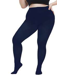 1 Pair Of Women's Plus-Size Leggings, 80D Opaque Solid Color Leggings, Soft Polyester Fiber Material, Hand Washable, Available In A Variety Of Colors, High-Waisted Tights, Suitable For Plus-Size Women.