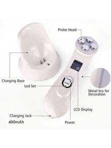 新款迷你面部美容仪，LED嫩肤按摩棒，面部护肤按摩器，LED光子嫩肤仪，USB充电式家用美容仪，适用于面部和颈部，电池容量：400mAh - 白色 - 查看 5