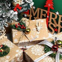 1M/3M 300cm*43cm, Papel Kraft Natural para Embrulho de Presente em Árvore de Natal Vintage, Árvore de Natal Branca, Rena, Floco de Neve, Embalagem para Presente, Decoração de Presente Faça Você Mesmo, Natal e Dia dos Namorados - Multicolorido - Ver 8