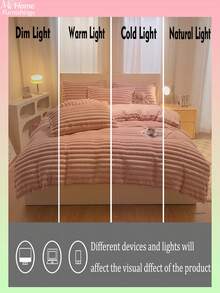 3 件蓬松超柔软羽绒被套套装 - 人造毛皮羽绒被套套装，毛绒羽绒被套套装，男孩女孩宿舍床上用品 1 件拉链封口羽绒被套和 2 件枕套，不含被子，单人床、全尺寸、特大号床、大号床尺寸 - 粉色 - 查看 7