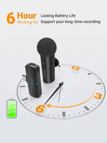 Wireless Lavalier Lapel Microphone Compatible With Iphone15(USB C)/Android Phone/Tablet, 2.4GHz Cordless Condenser Mic, Plug-Play Wireless Type-C Microphone Video/Audio Recording, Clip On Lapel Mic For Video Recording,Teaching, Interviews,Podcast,Vlog-FIFINE M6 - Black - View 7